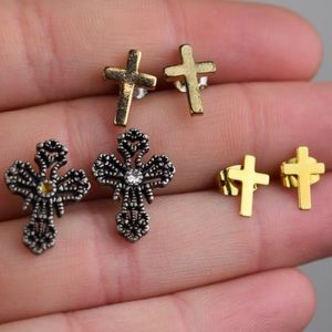 3 pairs of cross earrings
